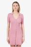 Maje Pink Glitter Knit Ribbed Short Sleeve Mini Dress Size 34