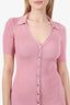 Maje Pink Glitter Knit Ribbed Short Sleeve Mini Dress Size 34