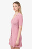 Maje Pink Glitter Knit Ribbed Short Sleeve Mini Dress Size 34