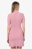 Maje Pink Glitter Knit Ribbed Short Sleeve Mini Dress Size 34