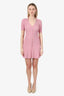 Maje Pink Glitter Knit Ribbed Short Sleeve Mini Dress Size 34