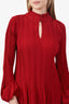 Maje Red Pleated Long Sleeve Mini Dress Size 1
