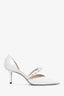 Jimmy Choo White Patent Leather Pearl Aurelie 65 Pumps Size 38