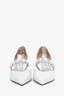 Jimmy Choo White Patent Leather Pearl Aurelie 65 Pumps Size 38