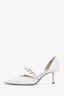 Jimmy Choo White Patent Leather Pearl Aurelie 65 Pumps Size 38