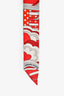 Hermes Red/White Silk Twilly
