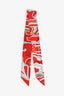 Hermes Red/White Silk Twilly