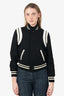 Saint Laurent Black/White Wool/ Leather Varsity 'Teddy' Jacket Size 34