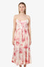 Zimmermann Pink/White Linen Floral Maxi Dress Size 2