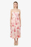 Zimmermann Pink/White Linen Floral Maxi Dress Size 2