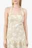 Veronica Beard Beige/White Floral Linen Midi Halter Dress Size 6