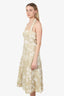 Veronica Beard Beige/White Floral Linen Midi Halter Dress Size 6