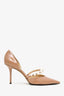 Jimmy Choo Beige Patent Leather Heels With Pearl Detail Size 40.5