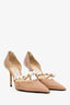 Jimmy Choo Beige Patent Leather Heels With Pearl Detail Size 40.5