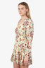 Maje Cream Silk Floral Long Sleeve Mini Dress Size 40