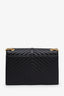 Saint Laurent Black Chevron Grained Leather Large Envelope Bag