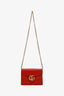 Gucci Red Calfskin GG Marmont Chain Wallet