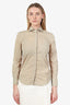 Brunello Cucinelli Brown Cotton Monili Trim Button Up Top Size XXS