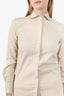Brunello Cucinelli Beige Cotton Monili Trim Button Up Top Size XXS