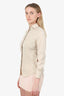 Brunello Cucinelli Beige Cotton Monili Trim Button Up Top Size XXS