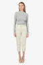 Brunello Cucinelli Beige Cotton High-Waisted Straight Leg Pants Size 0