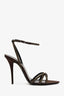 Saint Laurent Brown Satin Embellished Pointed Toe Heels Size 37.5