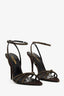 Saint Laurent Brown Satin Embellished Pointed Toe Heels Size 37.5
