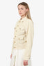 Celine Cream Corduroy Triomphe Button Jacket Size M