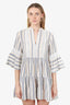 Sandro Blue/White Linen Striped Mini Dress Size 38