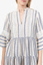 Sandro Blue/White Linen Striped Mini Dress Size 38