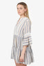 Sandro Blue/White Linen Striped Mini Dress Size 38