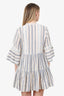 Sandro Blue/White Linen Striped Mini Dress Size 38