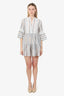 Sandro Blue/White Linen Striped Mini Dress Size 38