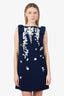 Carolina Herrera Blue Floral-Embroidered 'Shift 'Dress Size 4