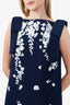 Carolina Herrera Blue Floral-Embroidered 'Shift 'Dress Size 4