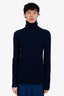 Bottega Veneta Blue Ribbed Knit Turtleneck Sweater Size 46 Mens