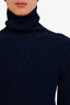 Bottega Veneta Blue Ribbed Knit Turtleneck Sweater Size 46 Mens