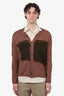 Comme des Garcons Brown Wool Contrasting Panels Cardigan Size L Mens