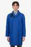 Berluti Blue Leather Trimmed Zip Up Coat Size 48 Mens