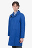 Berluti Blue Leather Trimmed Zip Up Coat Size 48 Mens