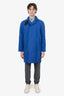 Berluti Blue Leather Trimmed Zip Up Coat Size 48 Mens