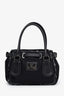 Burberry Black Nylon Leather Trimmed Top Handle Bag