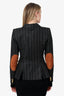 Smythe Pinstripe/Suede Linen Single Breasted Blazer With Gold Details Size 6