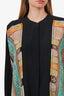 Etro Black/Orange Patterned Silk Blouse Size 42