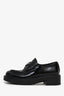 Prada Black Patent Leather Triangle Logo Loafers Size 35.5