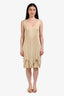 Bottega Veneta Gold Metallic Layered Knee Length Dress Size S