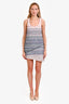 Pre-Loved Chanel™ 2018 Blue/Pink Metallic Cashmere Tweed Mini Skirt + Tank Set Size 38/36