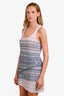 Pre-Loved Chanel™ 2018 Blue/Pink Metallic Cashmere Tweed Mini Skirt + Tank Set Size 38/36