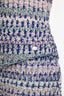Pre-Loved Chanel™ 2018 Blue/Pink Metallic Cashmere Tweed Mini Skirt + Tank Set Size 38/36