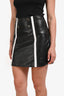 Sandro Black Leather Logo Mini Skirt Size 2